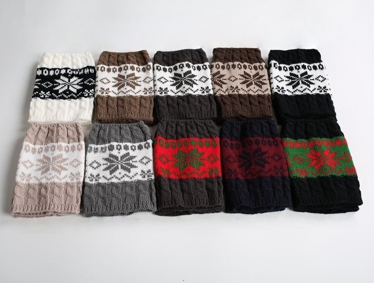 Christmas Knit Boot Cuffs Thermal Wool Knitted Snowflake Ladies Leg Warmer